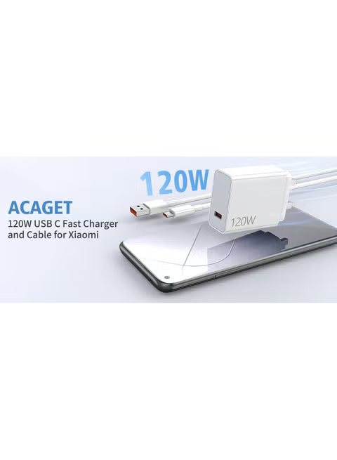 شاحن شاومي الأصلي 120W فائق السرعة مع كابل Type-C – Xiaomi 120W HyperCharge Original