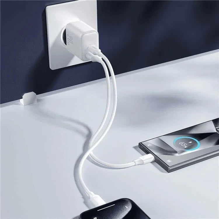 شاحن JOYROOM TCF21EU الأصلي 20W مع كابل TGX5G – منفذين USB + Type-C