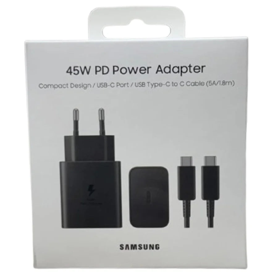 شاحن سامسونج أصلي 45W EP-TA845 مع وصلة Type-C إلى Type-C – Super Fast Charging 2.0
