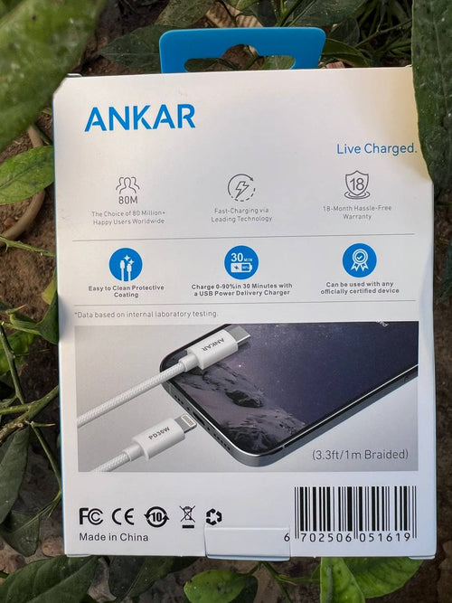 Anker USB-C to Lightning Fast Charging Cable | كابل شحن سريع لأجهزة iPhone أصلي