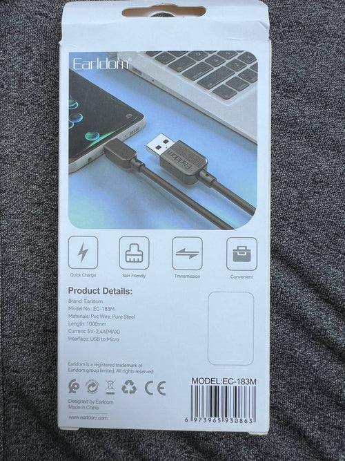 Earldom USB-A to Micro USB Fast Charging Data Cable | كابل شحن ونقل بيانات سريع أصلي