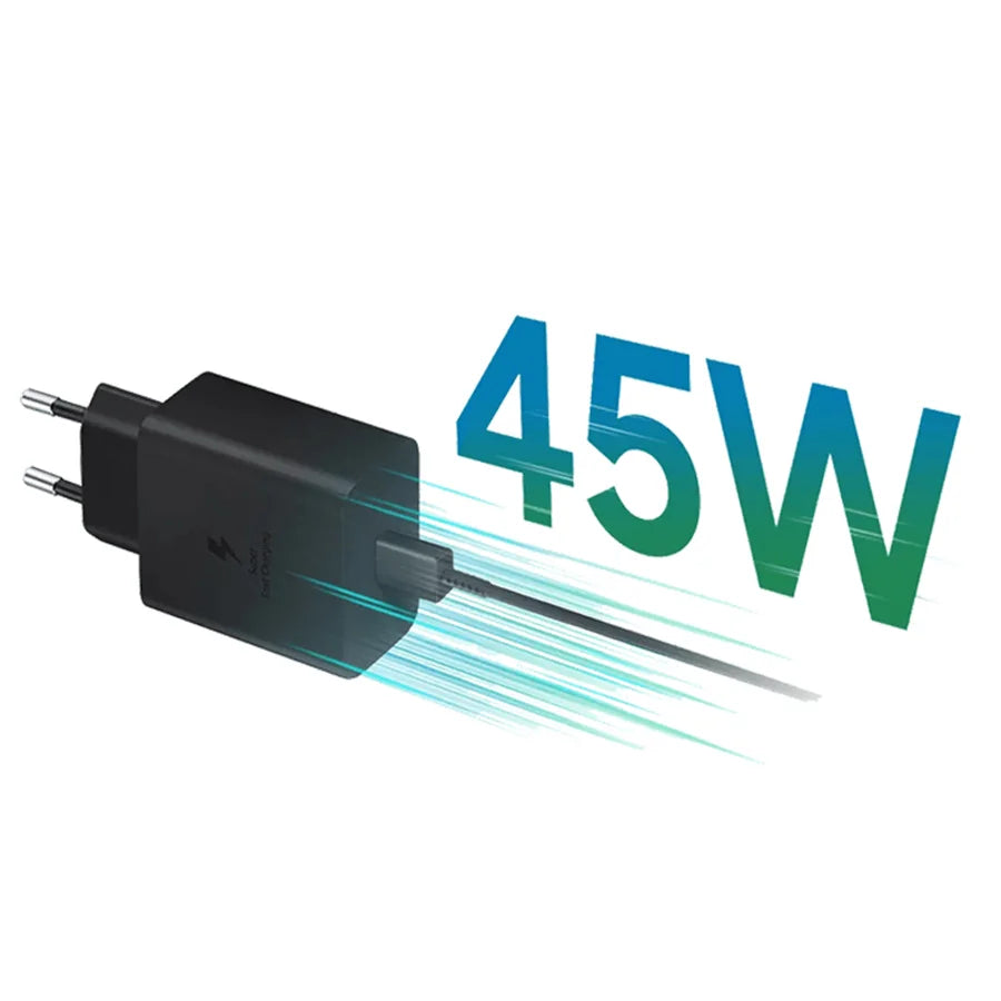 شاحن سامسونج أصلي 45W EP-TA845 مع وصلة Type-C إلى Type-C – Super Fast Charging 2.0
